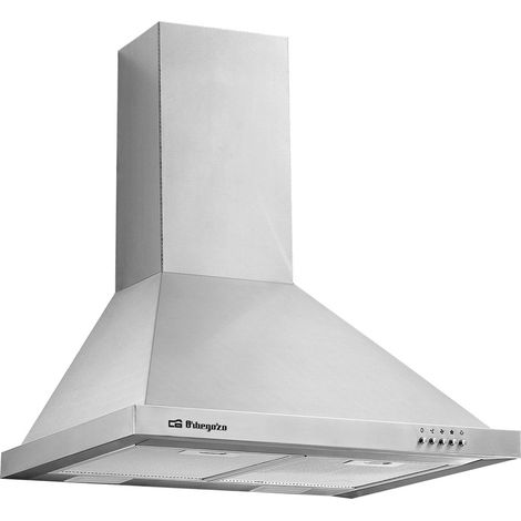 Campana decorativa acabado inox Orbegozo 70 cm DS 48170 B IN, 3 niveles de potenica, 2 bombillas LED, 3 filtros desmontables, extracción 632,3 m3/h, clase energética B, chimenea ajustable, 190 W (1/3)