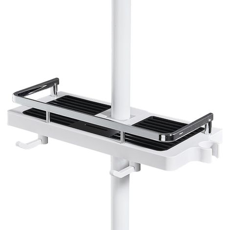 No-Drill Shower Shelf, Shower Shelf for Shower Post with Shower Head Holder, Bathroom Storage Shelf for Shampoo and Soap, and 2 Hooks for 21-25mm Shower Rods (1/5)