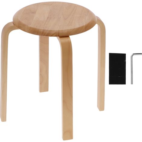 Tabouret de bar empilable Bois courbé Antidérapant Design moderne compact pour cuisine bureau salon couleur bois naturel 33x45cm (1/4)