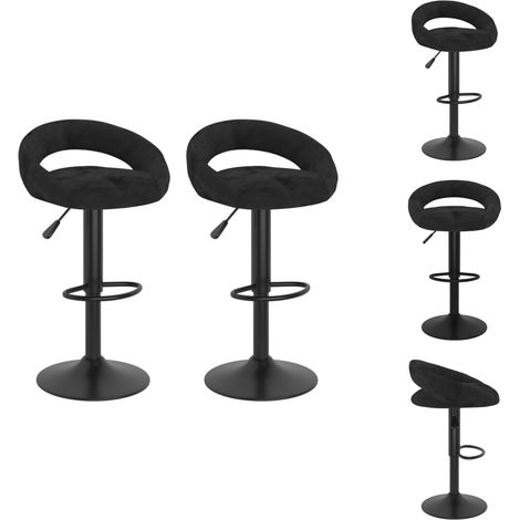 Barhocker 2 Stk. Schwarz Samt - Barhocker - Barstuhl - Tresenhocker - Küchenhocker (1/5)