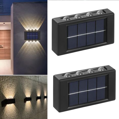 6pcs Applique murale solaire d'extérieur , éclairage décoratif pour garage, escaliers, piscine, porche, terrasse, jardin-Lumière chaude 3000K (1/5)