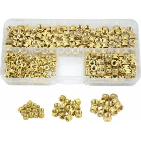 300 pcs inserts filetés M3 filetage en laiton moleté écrou m3 m4 m5 insert fileté noix filetés filetage en laiton pour pièces en plastique par chaleur ou par ultrasons dans des pièces d'impr