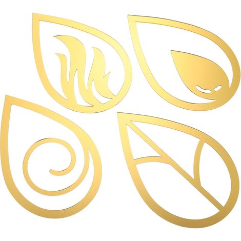 Lot de 4 Stickers Muraux Décoratifs en Acrylique Doré Autocollants 3D de Goutte d'Eau Petite Taille Décoration Murale Adhésive pour Salon Chambre et Maison (1/5)