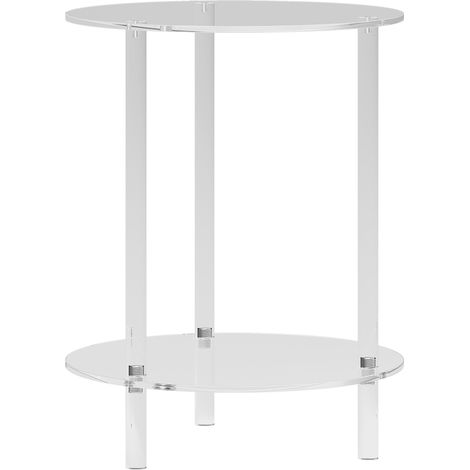 Table basse ronde acrylique transparente deux niveaux Ø40 x 50 cm, intérieur (1/5)