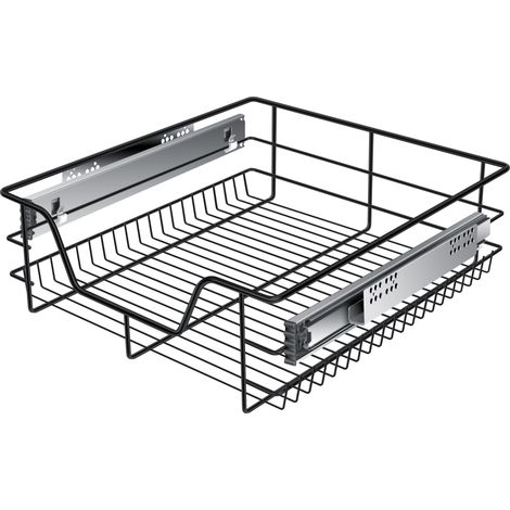 KESSER® Cassetto telescopico per cucina Cassetto per cucina cestino estraibile per mobile cassetto ad estrazione totale 1x 50cm - Nero (1/5)