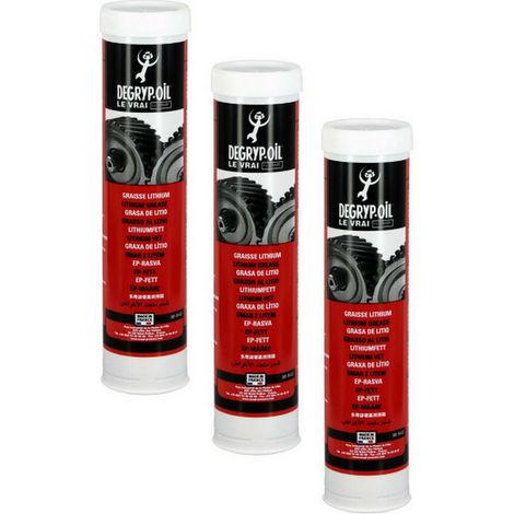 Lot de 3 cartouches de graisse au lithium - multiusages pro 400g