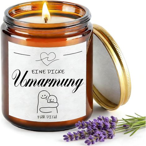 Bougie parfumée Lavande avec citation "Une grosse étreinte pour toi" - Cadeau pour petite amie