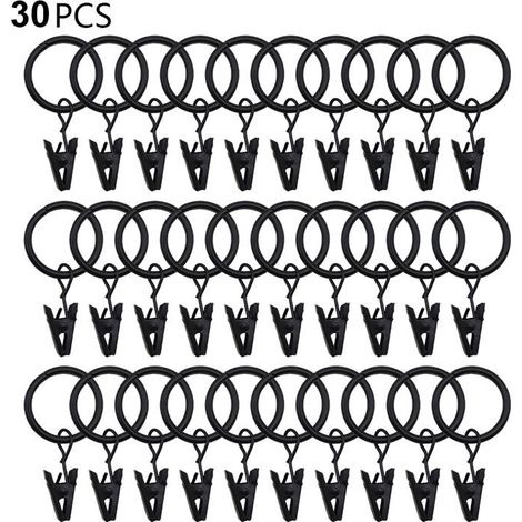 NAMOTU - Vorhangringe mit Clips - 30er Set - Metall - Innendurchmesser 25 mm - Farben sortiert