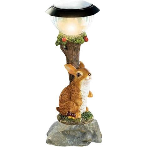 Solarbetriebene Hasenfiguren aus Kunstharz, 13 cm, dekorative Beleuchtung für Terrasse, Rasen und Teich (1/5)
