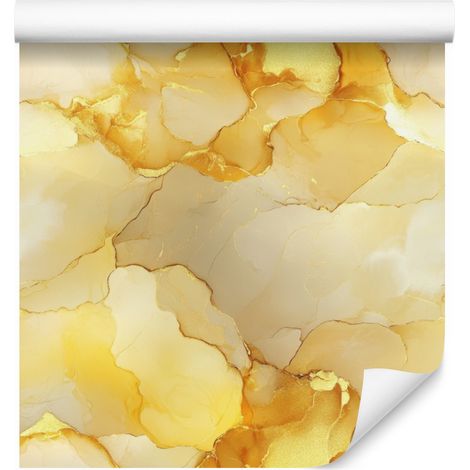 Carta da parati color crema, oro e giallo per soggiorno e camera da letto, 50x1000 cm. (1/5)