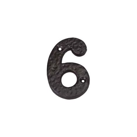 Numero Civico "6" In Ferro Nero Opaco