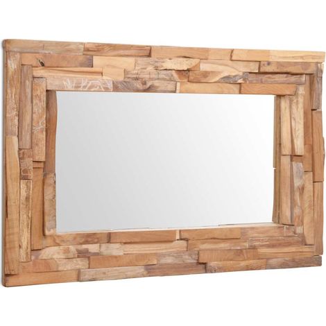 Miroir décoratif - Miroir mural Moderne - Miroir de Maquillage - pour Salon, Chambre, Salle de Bain -, Teck 90 x 60 cm Rectangulaire Chic-949503 (1/5)