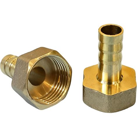 2pcs Raccord Cannelé Laiton 10mm x G1/2 Femelle Adaptateur Tuyau Eau Gaz (1/5)