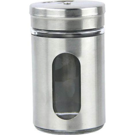 Gewürzstreuer, Gewürzflasche aus Edelstahl, 100-ml-Behälter mit 3 verschiedenen Öffnungen für Salz und schwarzen Pfeffer. (1/5)