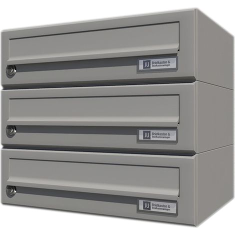 JU Hausbrieffachanlage 3-teilig, 375 x 330 x 280 mm, Stahl grau RAL 9007