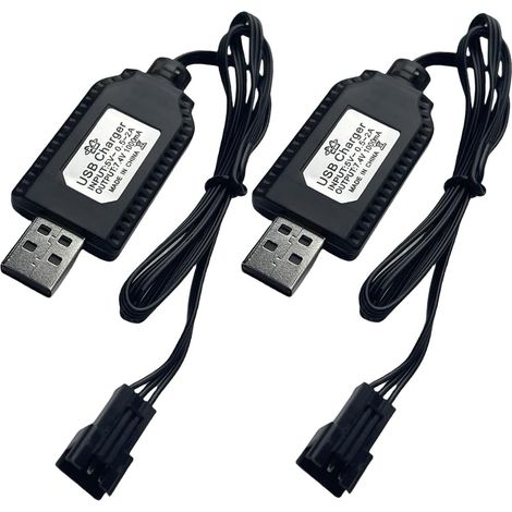 7,4V USB Charge Câble avec SM3PIN Plug Compatible RC Coche/RC Avión/RC Tanque/RC Bateau Otros juguetes télécommandés pour 7,4V Lipo Batería Charge (1/5)