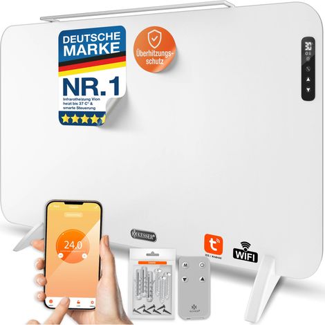 KESSER® Infrarotheizung VION, WLAN-App & Fernbedienung, Wand/Stand - Weiß, 450 Watt (1/5)