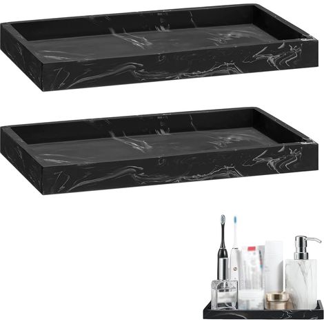 2 Plateau, Résine, Rectangulaire, Encre Noire, 20x10x2cm, Salle de Bain, Cuisine (1/5)