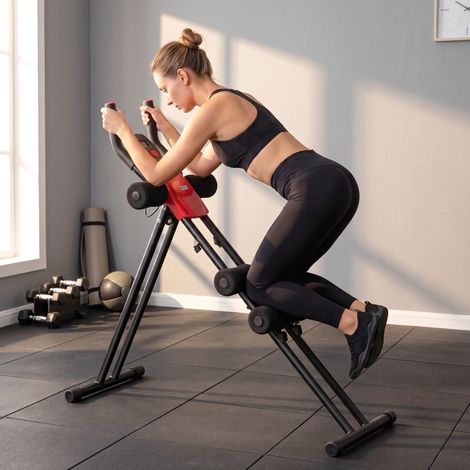 Appareil abdominal pliable avec écran LCD pour un entraînement complet du corps à domicile, rouge et noir (1/5)