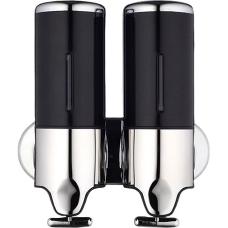 Dispensador de jabón de pared de 500 ml en color negro mate con bomba antigoteo para baño, cocina y camping.