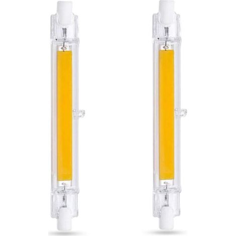R7S 118mm 10W LED Bulb, Cool White 6000K, 1000LM, Equivalent to 80W/100W R7S J118 Halogen Lamp, Dimmable, Slim COB LED R7S 118mm Bulb for Wall Lights/Floor Lamps, Pack of 2 (1/5)