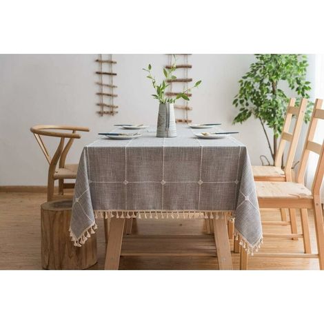 Square Cotton and Linen Tablecloth Cotton and Linen, Cotton blend, gray, 110110cm (1/5)