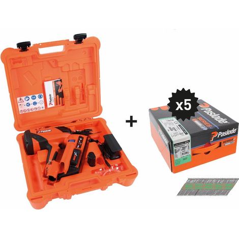 Cloueur Paslode IM90Xi - SPIT - avec batterie et chargeur + 5 packs 2,8x70 crantés - en mallette - 054696