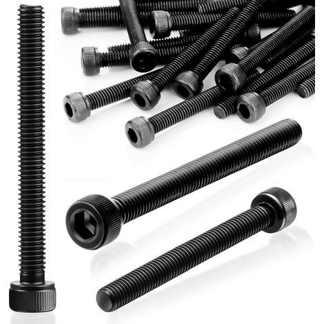 Lot de 40 vis M5 boulons à tête hexagonale M5 x 60 mm acier carbone vis et boulons vis M5 filetage métrique assortiment noir boulons (1/5)
