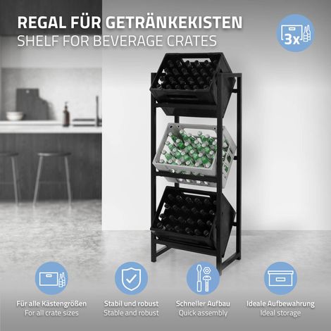 ML-Design Getränkekistenregal für 3 Kisten, 47x31x116,5 cm, Stahl, freistehend, Standregal für Getränkekisten, Getränkeregal Kastenregal Kistenregal Bierkistenregal Getränkekistenständer Kistenständer