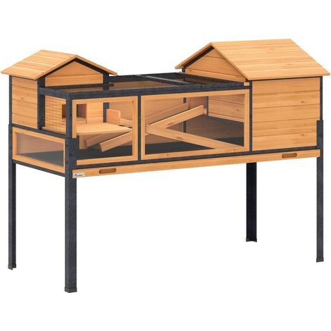 Recinto in legno per tartarughe e piccoli animali a 2 livelli con rampe e finestre MODENUIT (1/4)