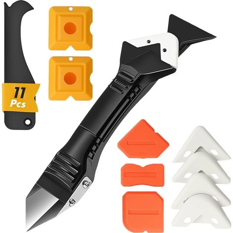 Kit d'outils pour joints (11 pièces) – Bord droit, finition parfaite – Pour silicone, acrylique et retrait de mastic (1/3)