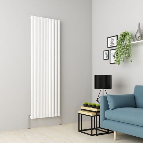 Warmehaus Oval Panel Radiator White Vertical Single 1800x590mm