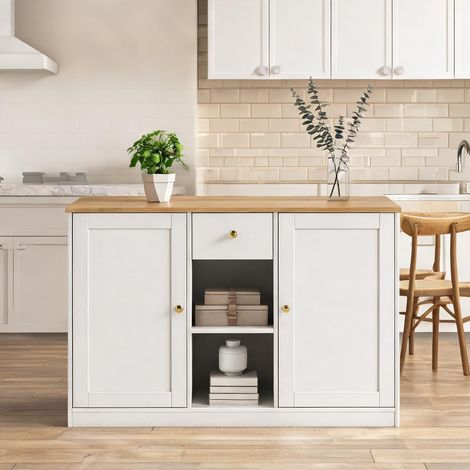 Buffet coloris blanc en bois 120 x 35 x 75,2 cm (1/5)