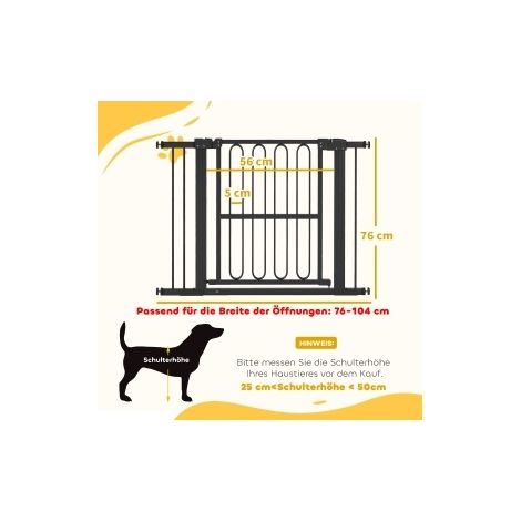 Barrière de sécurité pour chien 76-104 cm en métal noir, facile à monter, pour escalier FloraGrace (1/5)