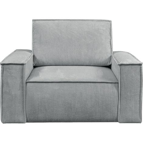 Fauteuil en velours côtelé gris clair AMELIA (1/3)