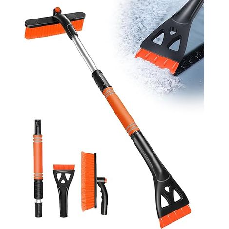 Grattoir Voiture Givre avec Grattoir à Glace et Pelle, Degivreure Vitre pour Pare Brise de Hiver 64-80cm, Tête Rotative 360°, Léger et Anti-Rayures pour Pare-Brise, Toit, SUV, Camion