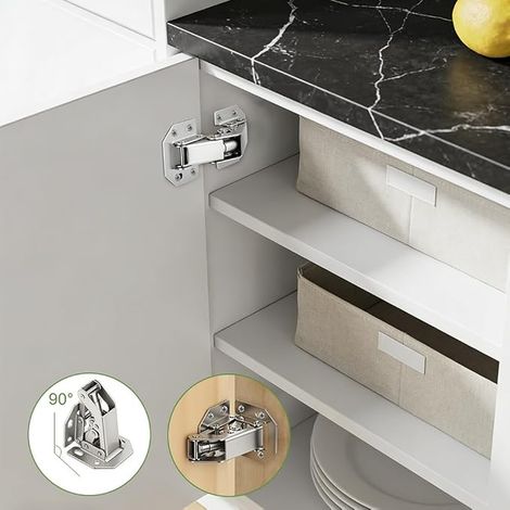 Charniere Porte Placard, Pouces 90° Charniere Invisible Meubles Vis Convient Portes D'armoires Bureau Cuisine (1/4)