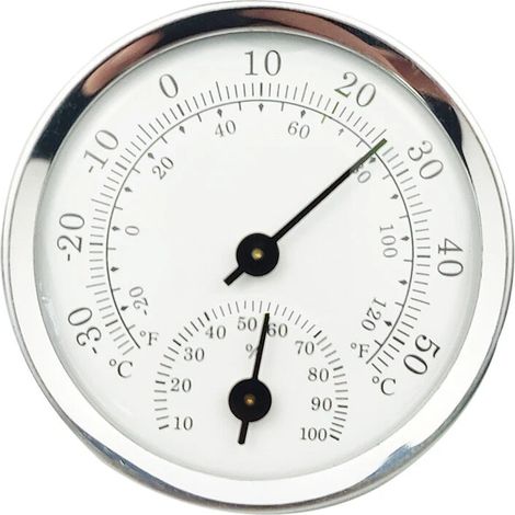 Mini thermomètre-hygromètre domestique à aiguille, haute précision, sans pile (blanc pur, 19 g) - Lot de 2 (1/5)