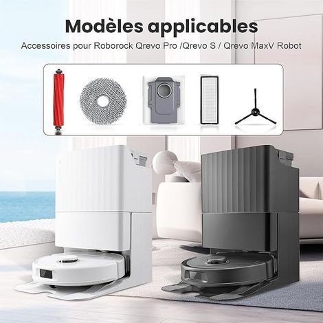 26 Accessoires pour Robots Aspirateurs Roborock Qrevo Pro/Qrevo S/Qrevo MaxV, 2 Brosses Principales 6 Sacs à Poussière 6 Chiffons 4 Filtres 6 Brosses Latérales 1 Brosse de Nettoyage 1 Tournevis (1/5)