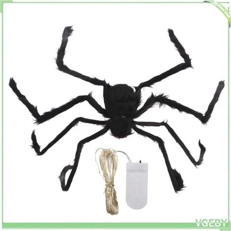 Fafeicy Araignées lumineuses d'Halloween Grande araignée en peluche noire effrayante pour Halloween, puericulture coffret (1/5)