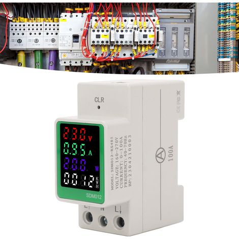 Ampèremètre et voltmètre numérique monophasé AC de type rail DIN, fréquence, facteur de puissance, énergie (kWh), moniteur de puissance multifonctionnel, modèle AC230V 0-100 ARS485. (1/5)