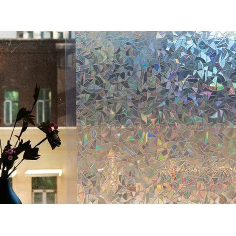 Lámina para ventanas con efecto arcoíris 3D y protección UV para cristales, lámina no adhesiva, adhesivo decorativo para ventanas para el hogar, la oficina, el dormitorio y las puertas, 30 x 200 cm. (1/5)