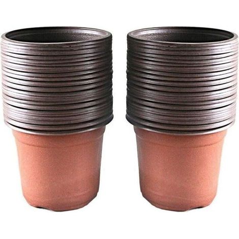 Lot de 100 pots en plastique pour semis et plantes, 10 cm,Doux et déformable, pas facile à casser (1/4)