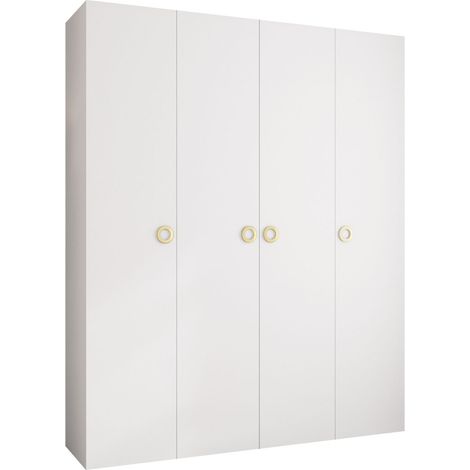 Armario Hartford 554, Blanco, 246x200x52cm, Puertas de armario: Con bisagras, Número de estantes: 12 (1/5)