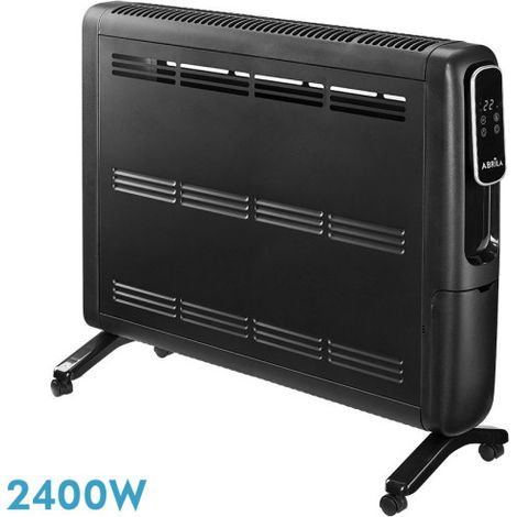 Emettitore di calore in alluminio nero Alpine 2400W 2 potenze Display Controllo antiribaltamento (61,8x67,5x25,5 cm)
