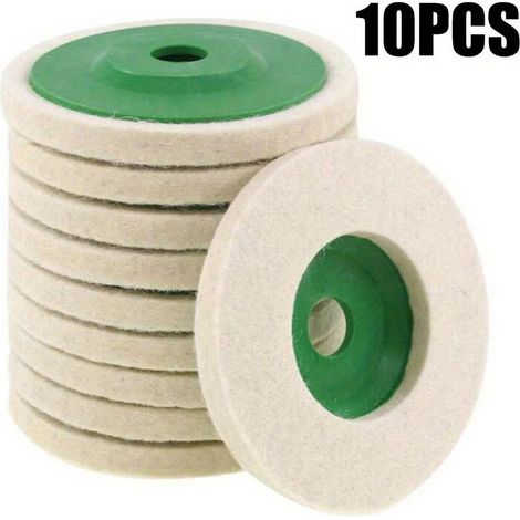 12 disques de polissage verts en laine fine pour meuleuse d'angle, avec tête de polissage en feutre.