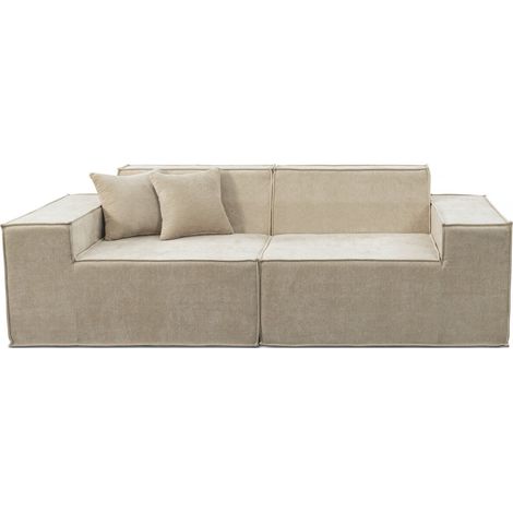 Canapé droit modulable en tissu texturé "Lusso" - 3 places - Beige