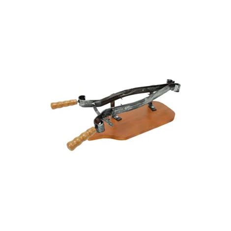 PORTA PROSCIUTTO A CERNIERA IN FERRO CON BASE IN LEGNO  cm.19x62x17h.