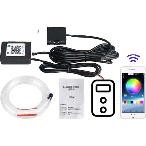 Kit de techo de fibra óptica, luz RGBW, control remoto, 1-300 piezas x 0,5 x 1,5 m (1/2)