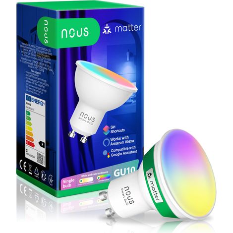 Ampoule WiFi Intelligente RGB GU10, Compatible avec Matter, Télécommande, Changement de Couleur LED, WiFi 2.4 GHz (1/5)